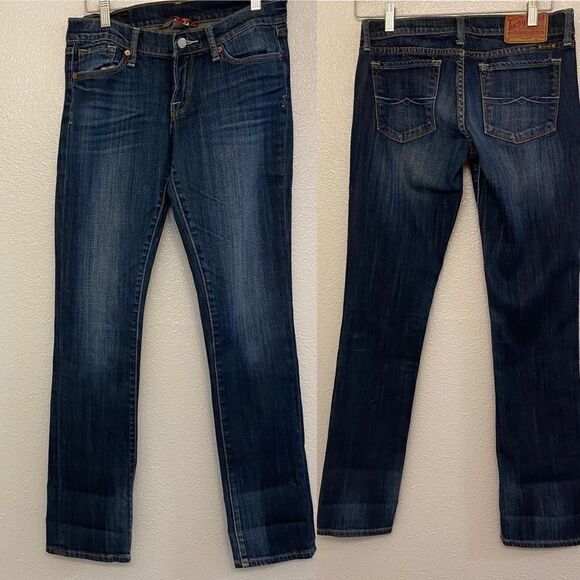 Lucky Brand low mid rise dark wash straight Y2K jeans 32” long inseam  -2/26 - Picture 1 of 13